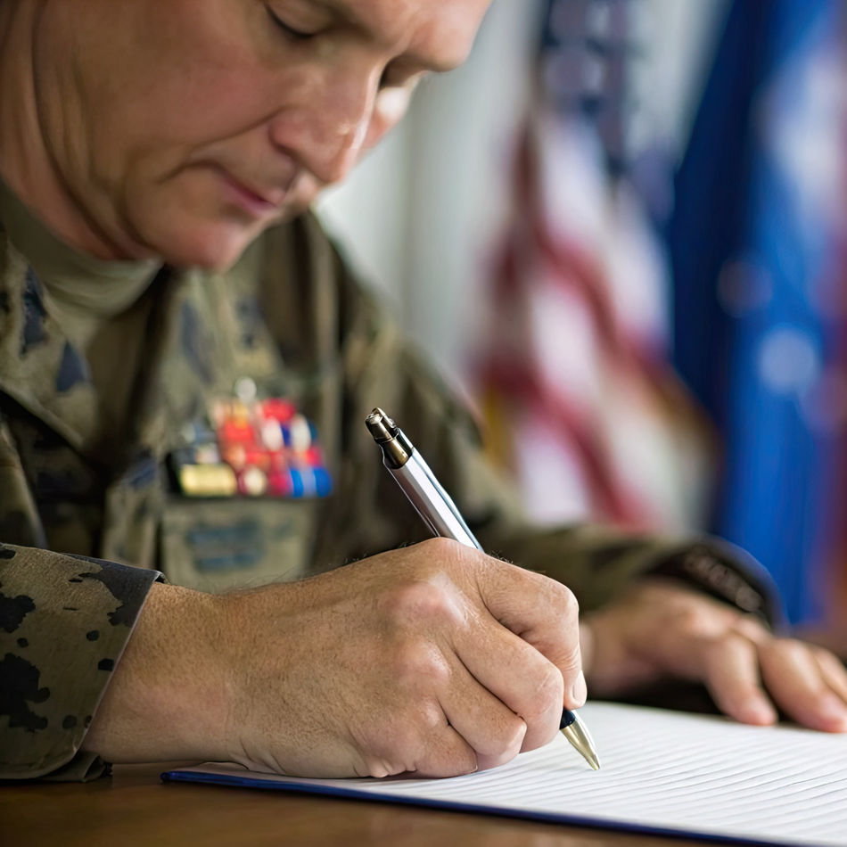 Military leadership signing contract
