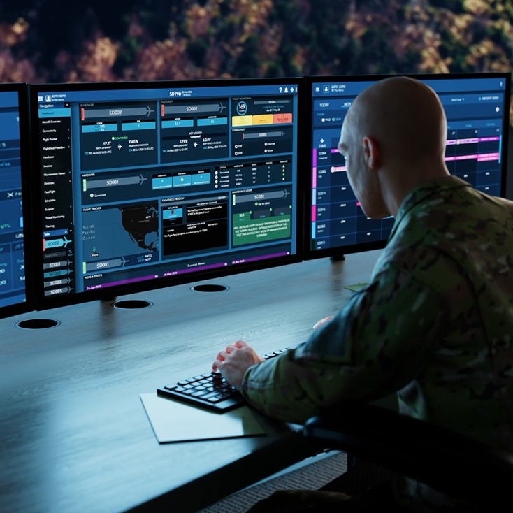 Person monitoring activities in the field from headquarters